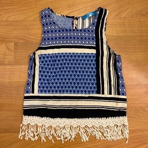 Francesca’s Collections Geo Pattern Fringe Tank Top